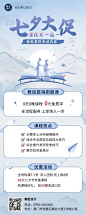 七夕节营销教育行业招生促销肌理国风插画长图海报