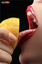 柠檬与红色嘴唇图片素材