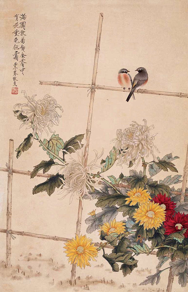 历代近百位大师国画菊花作品