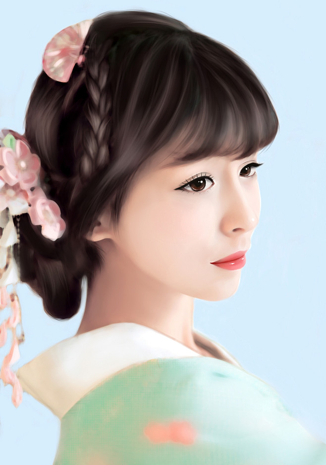 转手绘人物美女手绘禅绕画卡通动漫儿童彩铅线条画济南闲人