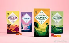 美国加利福尼亚Camino大麻糖果包装设计，插画图案来自加利福尼亚州的一条长达600英里的道路上的沿途风景。 ​​​​
