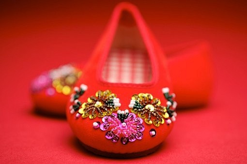 小红鞋、花、红、鞋子、紅