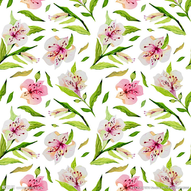 连续植物布料花纹绿植图案绿色植物花纹面料花卉系列印花作品四方连续