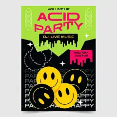 有趣的微笑表情包符号节日活动酸性海报单页版式排版平面设计模板矢量图素材