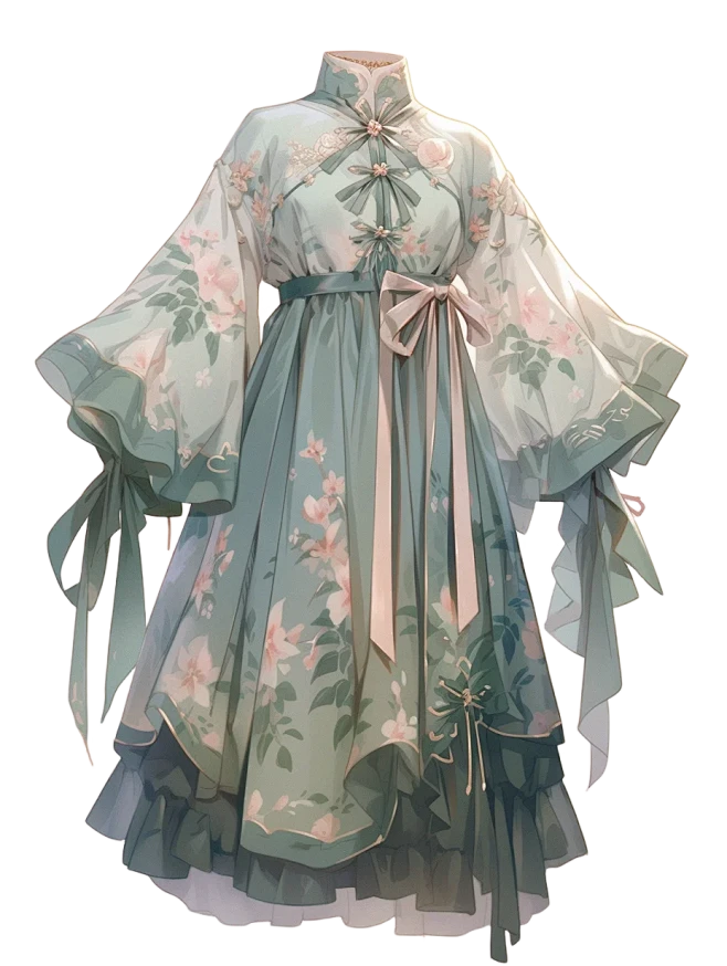 Vol.1新中式古风连衣裙｜oc服装设计素材-花瓣网