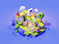 Game World game gaming nintendo games lowpoly diorama isometric render blender illustration 3d