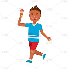 小男孩与冰淇淋蛋筒卡通人物