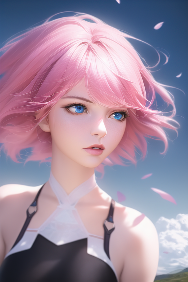 粉红色短发美女2-角色生成-AI生成-微元素 - Element3ds.com!