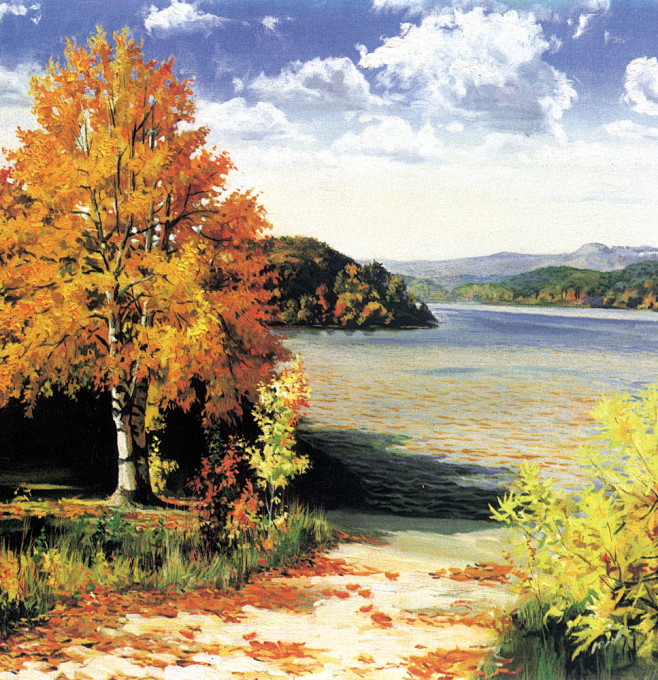 美丽秋天风景油画图片