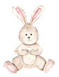 儿童复活节手绘水彩卡通可爱兔子彩蛋小鸡海报装饰PNG图案 (52)