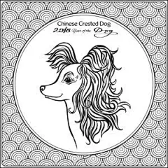 2018年狗年中国传统宠物狗白底勾线画填色图矢量设计ai288-淘宝网