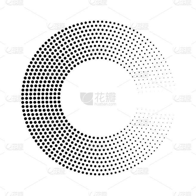 抽象的黑点环。带有渐变的半色调效果。现代...