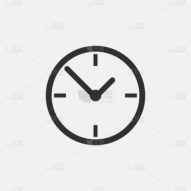 时钟矢量图标白色背景。矢量插图。
