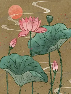 中国风插画 【酷图网】中国风,国风,国潮,中式,新中式,现代,古风,复古,古典,文化,中华,日式,日式风,传统文化,传统,民族风,背景,底图,壁纸,招贴,海报,地产,广告,宣传,单透,详情页,店铺首页,展板,单页,彩页,传单,水墨,元素,装饰,创意,图案,素材,手绘,插画,插图,扁平风,莲花,荷花,荷叶,莲蓬