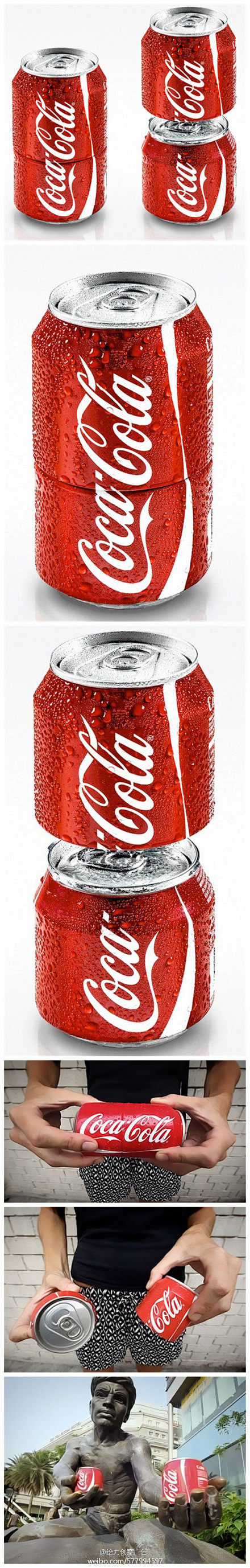 一分为二！分享快乐的可口可乐创意广告。原...