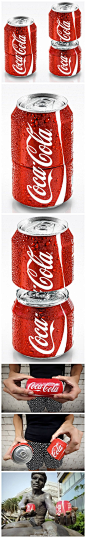 一分为二！分享快乐的可口可乐创意广告。原本正常的易拉罐式可口可乐，轻轻一拧就能变身为两个更小的罐子。一分为二它生动地诠释了“分享快乐”的意义
