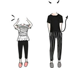 手绘大头贴无头搞怪身体情侣双人单人照片装饰图片 PNG免扣素材 (11)