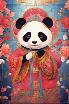 AI数字艺术京剧国潮熊猫插画-众图网