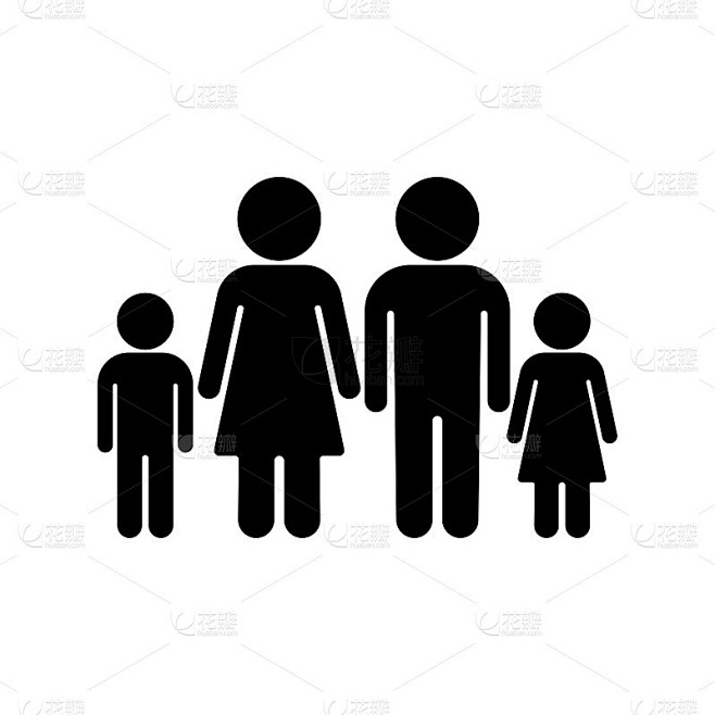 家庭图标矢量插图。母亲，父亲，女儿和儿子的设计概念