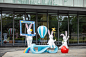 玻璃钢卡通抽象兔子雕塑幼儿园广场小区装饰摆件