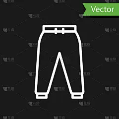 white line sport pants icon isolated on black