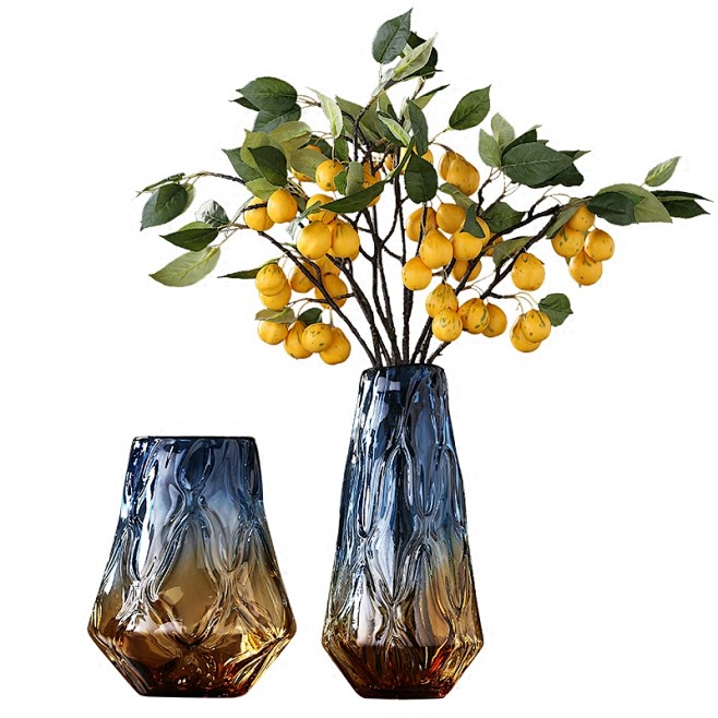 美式彩色透明玻璃花瓶 创意家居装饰品台面...