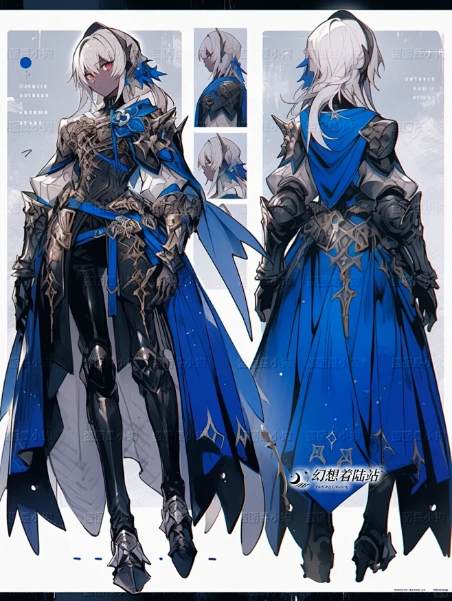 人设｜服设蓝色系骑士服-花瓣网