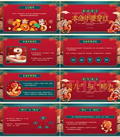 2025蛇年红色喜庆双春闰月春节习俗PPT模板