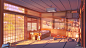 Room sunset ver., Arseniy Chebynkin : Background created for "Love, Money, Rock’n’Roll" visual novel game.