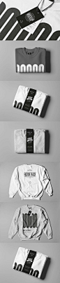 样机 | 秋冬季节服装长袖圆领毛衣平铺折叠标签黑白灰 