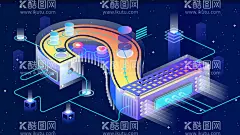 2.5D数字插画  - 源文件下载【酷图网】透气数字,科技插画,未来,赛博元宇宙,计时,简约科技风,幻想,蓝色网站