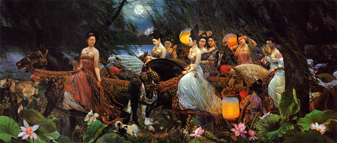 王可伟《夏夜》420cm×180cm，2001年