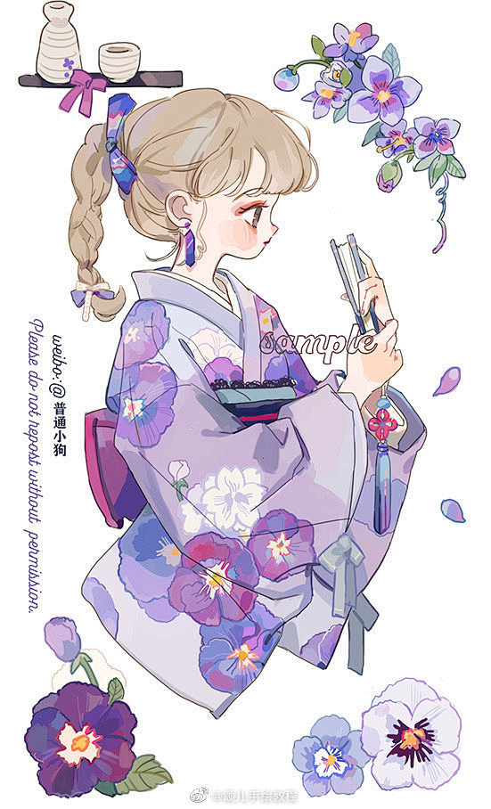 和服小女孩，超可爱   
作者：普通小狗...