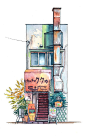6日本动画师Mateusz Urbanowicz用彩铅描绘的东京街头。这是他一组近期作品，用水溶彩铅绘制的东京街头商铺——Tokyo storefront，一座座各具特色的小店。#水彩# #建筑#