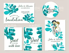 绿叶婚礼卡片  - 源文件下载【酷图网】结婚,时间,地址,姓名,eps,ai,矢量,高清图片,素材,