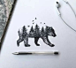 Cool tattoo idea! Could even do it with different animals. Instead of a bear you could do a wolf!: 