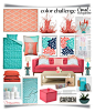 ""Coral & Turquoise" Color Challenge Home" by dreamweevs ❤ liked on Polyvore