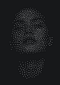 This may contain: a black background with white dots in the shape of a skull