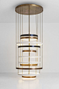Dimore Studio - Chandelier of layered bands, multiple metal finishes