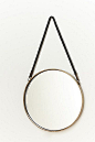 Sailor's Mirror #anthropologie I bought 2 of these for guest room (one small with rope, one larger with leather)