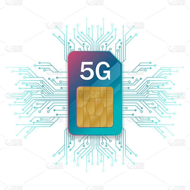 5G Sim Card technology background, with microelect素材-花瓣网
