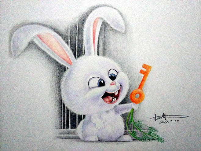 彩铅画爱宠大机密――小白老大步骤图简书