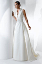 Transcendent White Sleeveless A-line Satin Dress with High Collar, Wedding Dresses - dressale.com
