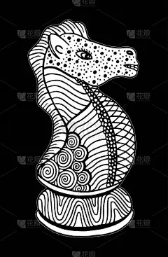 手绘涂鸦素描象棋骑士矢量插图艺术-插图