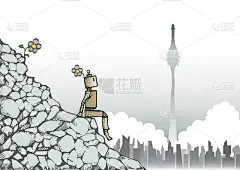 太空火箭和机器人发射升空。开始发射太空火箭和废弃城市。航天飞机起飞执行任务。