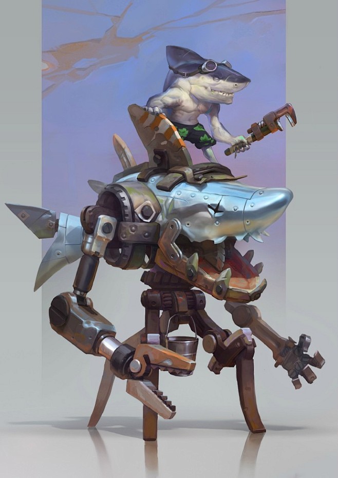 角色鲨鱼机械人设计俄罗斯画师fromkonstantinmaystrenko