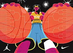  戴尔埃德温默里自由职业插画社论概念耐克篮球插图 