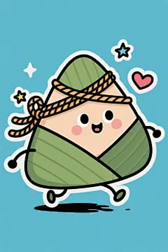 端午节糯香粽子有趣拟人形象插画表情包