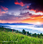  唯美夕阳山川风景图片