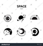 This contains an image of: Set Space Emblems Space Logo Planet Stock Vector (Royalty Free) 1474776326